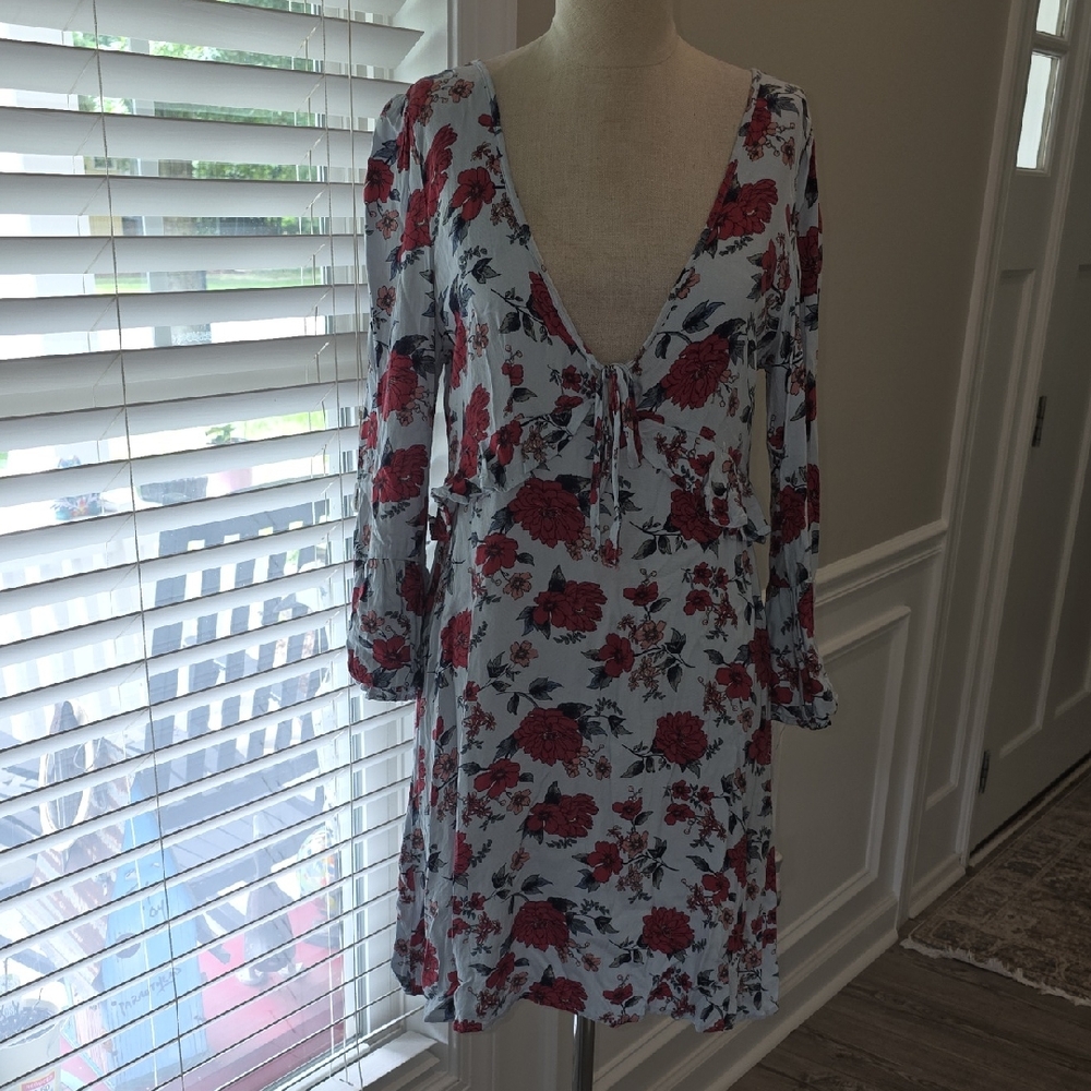 American Eagle Outfitters Red and White Floral Dress
